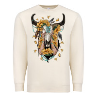 Sandshell sunflower boho bull skull with hands Premium Sweatshirt - RanaPortraitStore