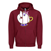 Burgundy mrs potts Zipper Hoodie - DesigneFamous