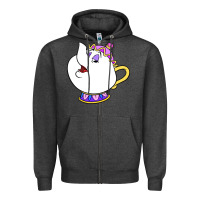 Charcoal Heather mrs potts Zipper Hoodie - DesigneFamous