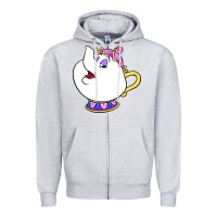 Heather Grey mrs potts Zipper Hoodie - DesigneFamous