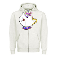 Oatmeal Heather mrs potts Zipper Hoodie - DesigneFamous