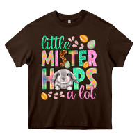 Chocolate Brown Little mister hops a lot Easter Day Heavy Core Tee - HowdyJamesFarm