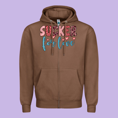 Sucker For Love Zipper Hoodie Designed By Jahusdesignshop