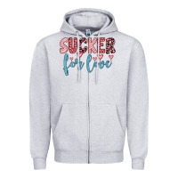 Heather Grey sucker for love Zipper Hoodie - JahusDesignShop