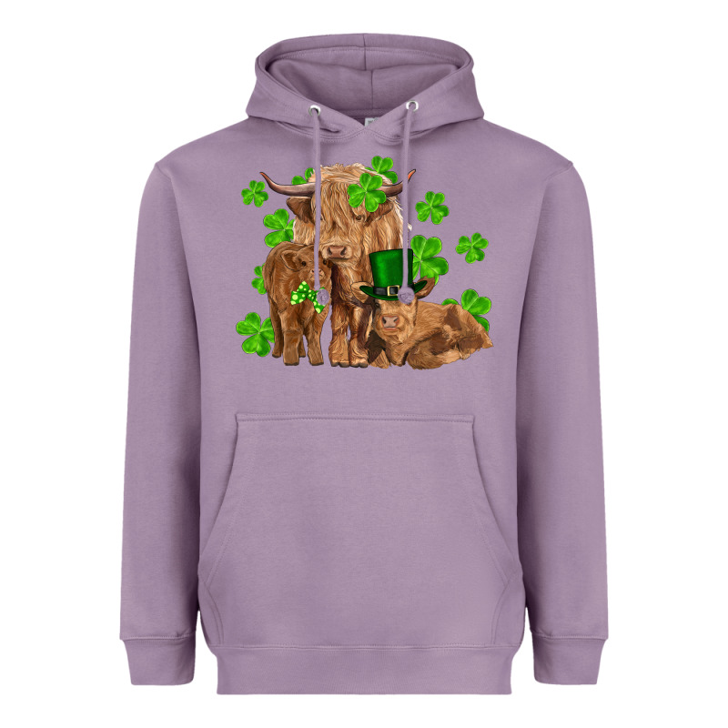 St Patrick's Day Cow Family Heavyweight Hoodie by RanaPortraitStore | Teevron