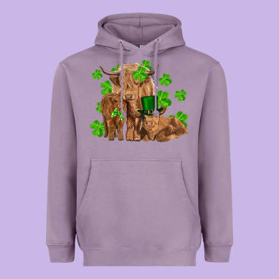 St Patrick's Day Cow Family Heavyweight Hoodie Designed By Ranaportraitstore