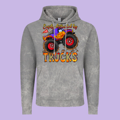 Easily Distracted By Trucks Vintage Hoodie Designed By Cowhidedigitalart