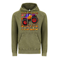 Vintage Olive Easily Distracted By Trucks Vintage Hoodie - CowhideDigitalArt