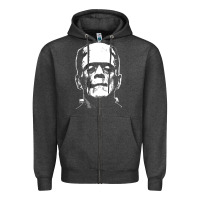 Charcoal Heather frankenstein Zipper Hoodie - DesigneFamous
