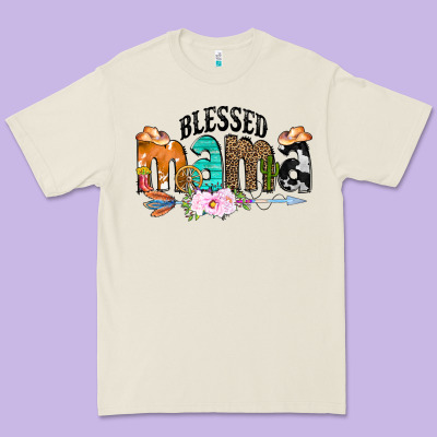 Blessed Mama Premium Tee Designed By Cowcowdesign