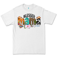 White Blessed Mama Premium Tee - CowCowDesign