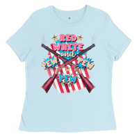 Baby Blue Red white and pew pew pew Ladies Tee - FaDigitalArtStudio