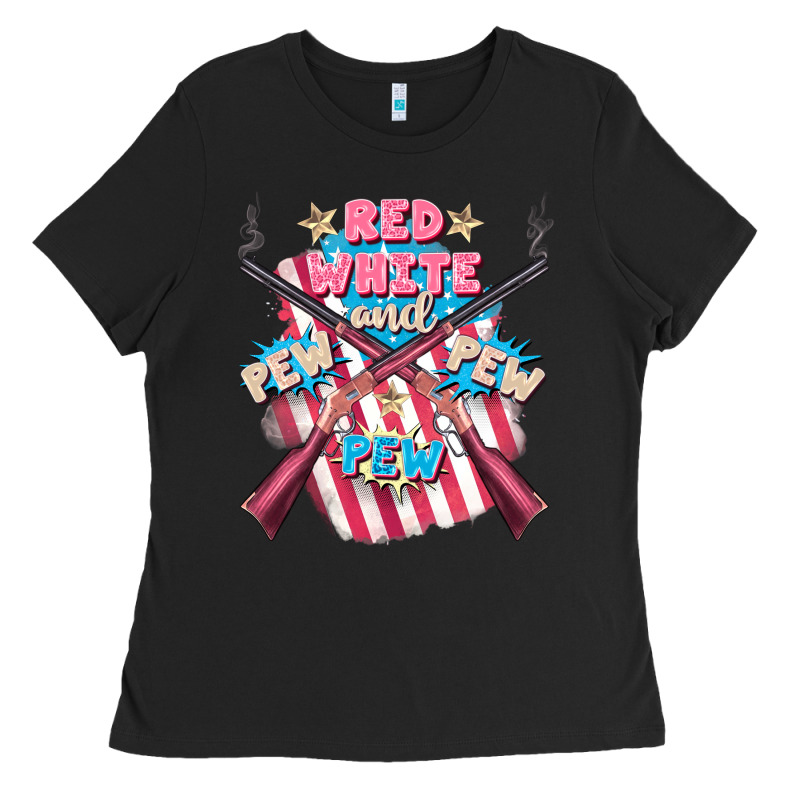Red White And Pew Pew Pew Ladies Tee by FaDigitalArtStudio | Teevron