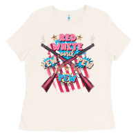 Bone Red white and pew pew pew Ladies Tee - FaDigitalArtStudio