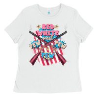 White Red white and pew pew pew Ladies Tee - FaDigitalArtStudio