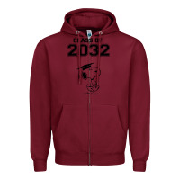 Burgundy funny graduation class of 2032 Zipper Hoodie - DesigneFamous