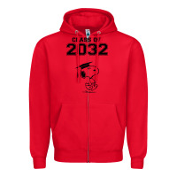 Red funny graduation class of 2032 Zipper Hoodie - DesigneFamous