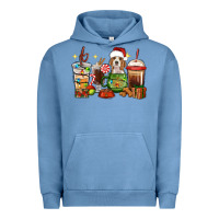Pigment Pebble Blue Christmas coffee cups with Beagle Urban Hoodie - RanaPortraitStore