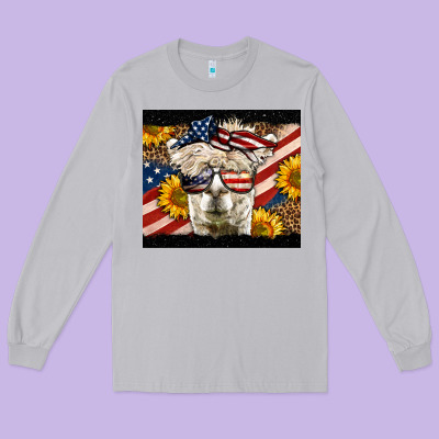 Western 4th Of July Lama Long Sleeve Tee Designed By Lillyallendesigns