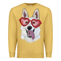 Antique Gold White shepherd with love glasses Premium Sweatshirt - RanaPortraitStore