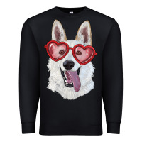 Black White shepherd with love glasses Premium Sweatshirt - RanaPortraitStore