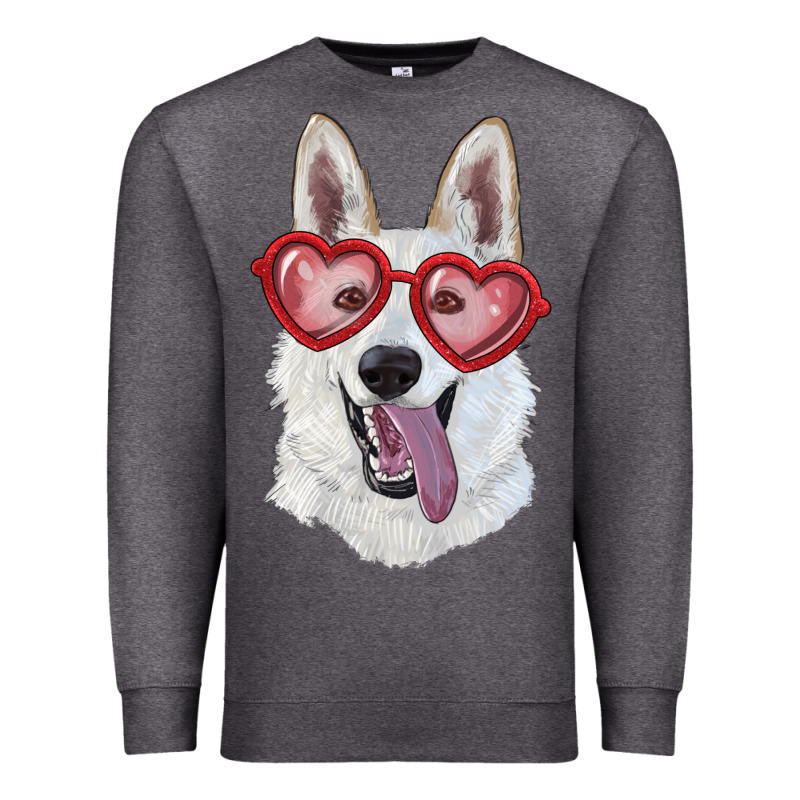 White Shepherd With Love Glasses Premium Sweatshirt by RanaPortraitStore | Teevron