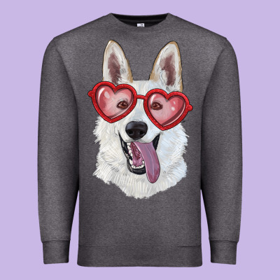 White Shepherd With Love Glasses Premium Sweatshirt Designed By Ranaportraitstore