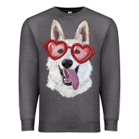 Charcoal Heather White shepherd with love glasses Premium Sweatshirt - RanaPortraitStore