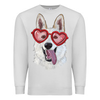 Dove Grey White shepherd with love glasses Premium Sweatshirt - RanaPortraitStore
