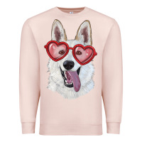 Pale Pink White shepherd with love glasses Premium Sweatshirt - RanaPortraitStore