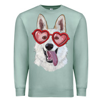 Seafoam White shepherd with love glasses Premium Sweatshirt - RanaPortraitStore