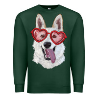 Sports Green White shepherd with love glasses Premium Sweatshirt - RanaPortraitStore
