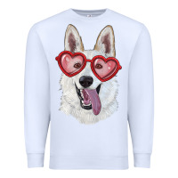 White White shepherd with love glasses Premium Sweatshirt - RanaPortraitStore