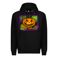Black happy halloween jack o' lantern pumpkin Premium Hoodie - Jasminsmagicworld
