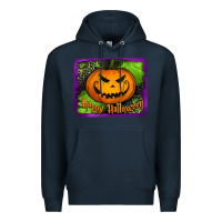 Navy happy halloween jack o' lantern pumpkin Premium Hoodie - Jasminsmagicworld