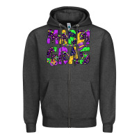 Charcoal Heather mardi gras Zipper Hoodie - JahusDesignShop