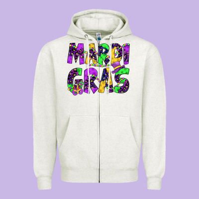 Mardi Gras Zipper Hoodie Designed By Jahusdesignshop