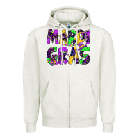 Oatmeal Heather mardi gras Zipper Hoodie - JahusDesignShop