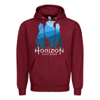 Burgundy horizon zero dawn Zipper Hoodie - DesigneFamous