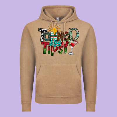 Tanned And Tipsy Vintage Hoodie Designed By Cowhidedigitalart
