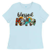 Baby Blue Western Blessed Mama Mother's Day Ladies Tee - FaDigitalArtStudio