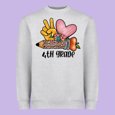 Peace Love 4th Grade Heavyweight Sweatshirt Designed By Jahusdesignshop