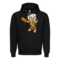 Black bamm bamm Zipper Hoodie - DesigneFamous