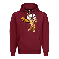 Burgundy bamm bamm Zipper Hoodie - DesigneFamous