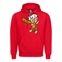 Red bamm bamm Zipper Hoodie - DesigneFamous