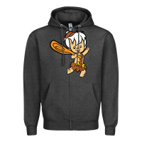Charcoal Heather bamm bamm Zipper Hoodie - DesigneFamous