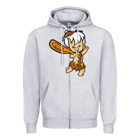 Heather Grey bamm bamm Zipper Hoodie - DesigneFamous