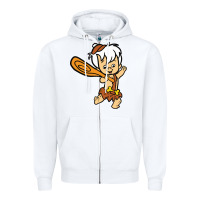 White bamm bamm Zipper Hoodie - DesigneFamous