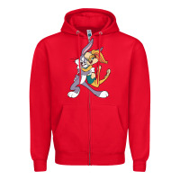 Red bugs bunny and lola bunny Zipper Hoodie - DesigneFamous