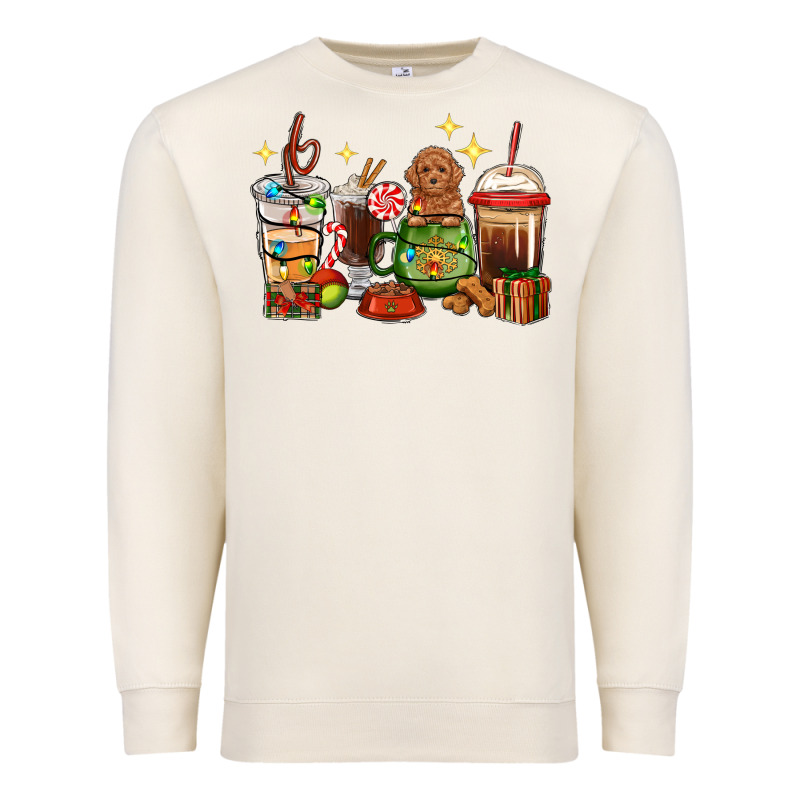 Christmas Coffee Cups With Poodle Premium Sweatshirt by RanaPortraitStore | Teevron